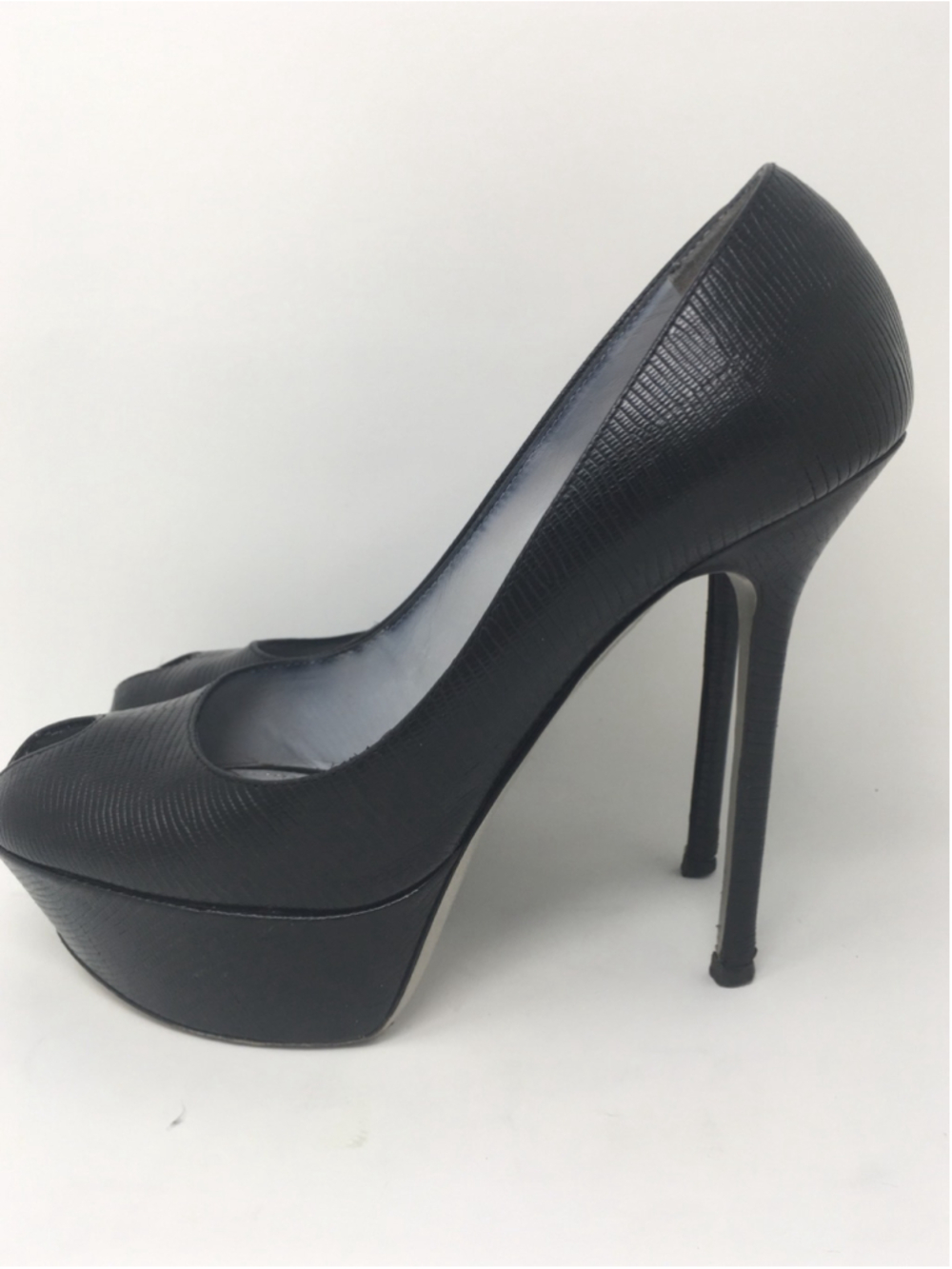 Sergio Rossi Platform Shoes Peep Toes Black US Size 9.5 Snakeskin